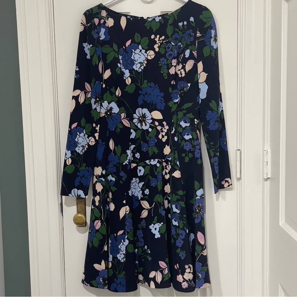 Lela Rose Navy Floral Fit & Flare Dress Size 4 — New Without Tags